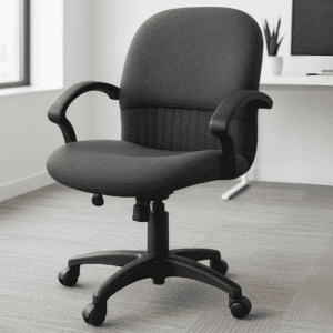 Silla de oficina ergonómica moderna en gris oscuro, ideal para espacios de trabajo cómodos y product.