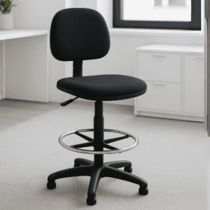 Silla de oficina ergonómica negra para trabajo y estudio.