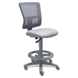 Silla Cajero Quadra Asiento en Tela y Respaldo en Mesh Gris s/b con Aro de Nylon, Estructura Gris