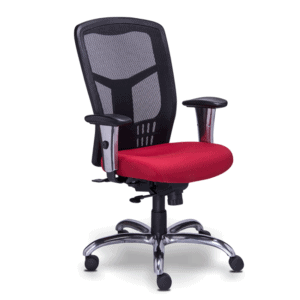 Silla Semi Ejecutiva RE-1961 Asiento en Tela Rojo y Respaldo en Mesh Negro
