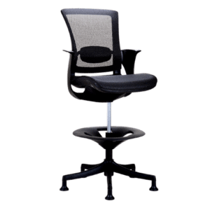 Silla Cajero Skate Task Stool Asiento y Respaldo en Mesh Negro c/Aro descansapiés