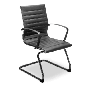 Silla de Visita Retro en Vinipiel Negro, Estructura Negro