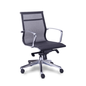 Silla Semi Ejecutiva Retro Asiento y respaldó en Mesh Negro, Estructura Cromo