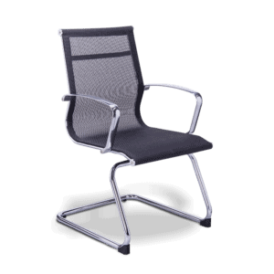 Silla de Visita Retro asiento y Respaldo en Mesh Negro, Estructura Cromo