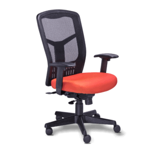 Silla Semi Ejecutiva RE-1951 Asiento en Tela naranja y Respaldo en Mesh Negro
