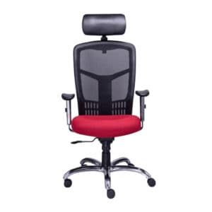 Silla Ejecutiva RE-1960 Asiento en Tela Rojo y Respaldo en Mesh Negro