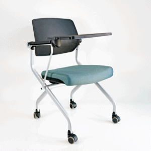 Mesabanco Training Respaldo en Polipropileno y Asiento en Tela Abatible, con Rodajas, Estructura Blanca