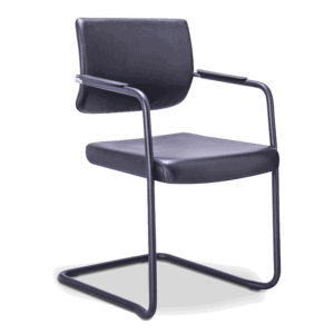 Silla de Visita Cool Respaldo en Polipropileno y Asiento en Piel, Estructura Negra