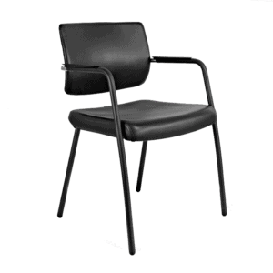 Silla de Visita Cool 4 Puntos Respaldo en Polipropileno y Asiento en Piel, Estructura Negra