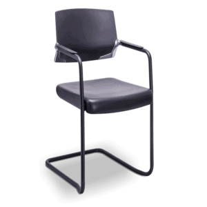 Silla de Visita Cool Respaldo en Polipropileno y Asiento en Piel, Estructura Negra