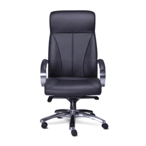 Silla Ejecutiva RP-8000 en Simil Piel Negro, Estructura Cromada