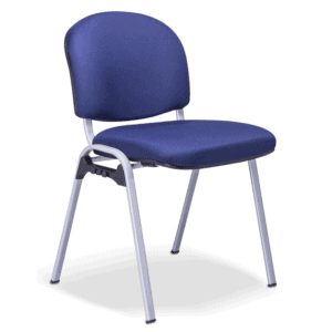 Silla de Visita Italiana Tapizada en Tela Azul, Estructura Gris, s/b