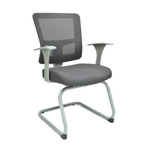 Silla de Visita Quadra Mesh y Tela Gris Estructura Gris