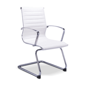 Silla de Visita Retro en Vinipiel Blanco, Estructura Cromo