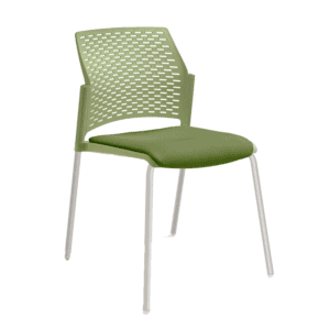 Silla de Visita Rewind Respaldo Color Verde Asiento en Tela Estructura Gris