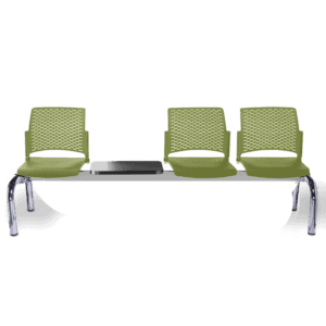Banca Rewind 4 Plazas con Mesa Color Verde Estructura Cromo
