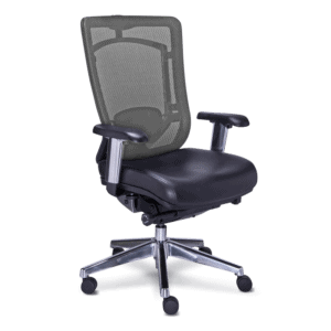 Silla Semi Ejecutiva Dynamic Asiento en Piel Negro y Respaldo en Mesh Gris