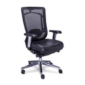 Silla Semi Ejecutiva Dynamic Asiento en Piel Negro y Respaldo en Mesh Negro