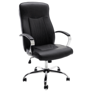 Silla Ejecutiva Klave 1120 en Vinipiel Negro, Estructura Cromada