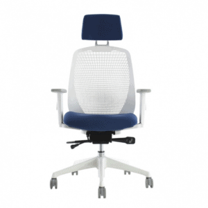 Silla Ejecutiva BM-7500 BL Respaldo en nylon blanco y Asiento en Tela