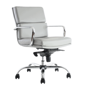 Silla Semi Ejecutiva BM-1601 Asiento y Respaldo en Vinipiel Gris, Estructura Cromada