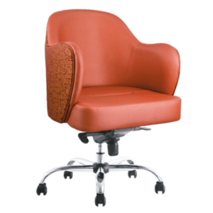 Silla Semi Ejecutiva BM-1920 Asiento y Respaldo en Naranja, Estructura Cromada