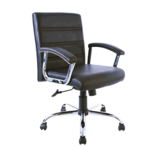 Silla Semi Ejecutiva BM-1701 Asiento y Respaldo en Negro, Estructura Cromada