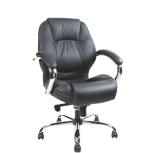 Silla Semi Ejecutiva BM-9101 Asiento y Respaldo en Vinipiel Negro, Estructura Cromada