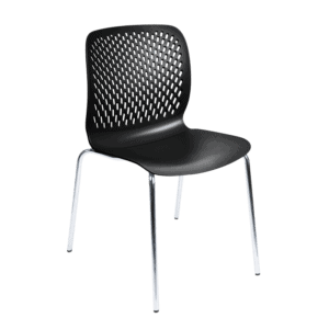 Silla de Visita Klave 155NE en Plástico Negro, Estructura Cromada