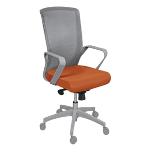 Silla Operativa Klave 140GR Respaldo en Mesh Gris y Asiento en Tela Naranja