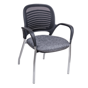 Silla de Visita Klave 115 Respaldo en Mesh, Asiento en Tela Gris