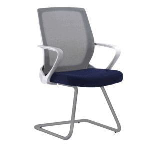 Silla de Visita Klave 145GR Respaldo en Mesh Gris y Asiento en Tela Azul