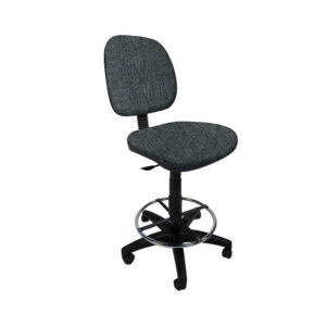 Silla Cajero Regia 1007, con Aro Cromado y Rodajas, en Tela Addison Gris