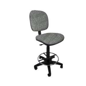 Silla Cajero Regia 1007, con Aro Cromado y Rodajas, en Tela Addison Silver