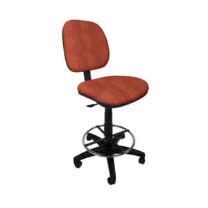 Silla Cajero Regia 1007, con Aro Cromado y Rodajas, en Tela Addison Orange