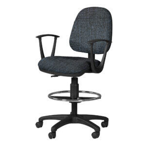 Silla Cajero Regia, con Brazos, en Tela, y Aro Cromado Addison Plumbago