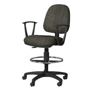 Silla Cajero Regia, con Brazos, en Tela, y Aro Cromado Addison Gris