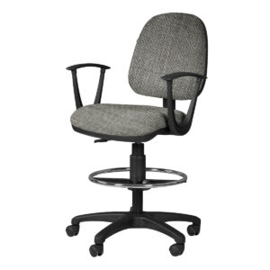 Silla Cajero Regia, con Brazos, en Tela, y Aro Cromado Addison Silver