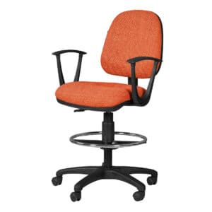 Silla Cajero Regia, con Brazos, en Tela, y Aro Cromado Addison Orange