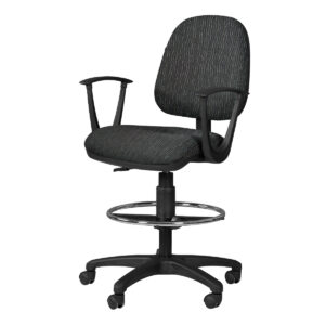 Silla Cajero Regia, con Brazos, en Tela, y Aro Cromado Stanley Marino