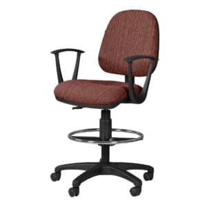 Silla Cajero Regia, con Brazos, en Tela, y Aro Cromado Stanley Ciruela