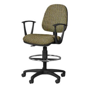 Silla Cajero Regia, con Brazos, en Tela, y Aro Cromado Stanley Verde