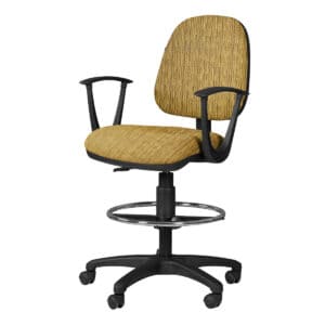 Silla Cajero Regia, con Brazos, en Tela, y Aro Cromado Stanley Oro
