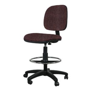 Silla Cajero Tiempo 3507 sin Brazos, con Aro Cromado, en Tela Stanley Ciruela
