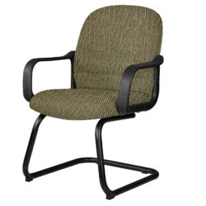 Silla de Visita Tamayo con Brazos, base de trineo, en Tela Stanley Verde