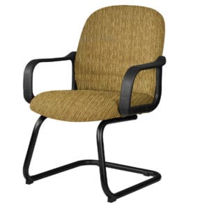 Silla de Visita Tamayo con Brazos, base de trineo, en Tela Stanley Oro