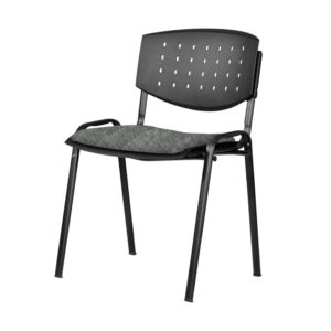 Silla de Visita apilable Brecia sin Brazos, asiento en Tela Addison Gris y respaldo en poliuretano perforado