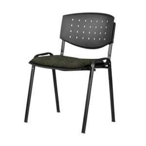 Silla de Visita apilable Brecia sin Brazos, asiento en Tela Stanley Verde y respaldo en poliuretano perforado