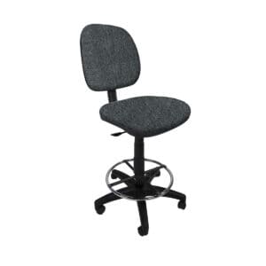 Silla Cajero Regia, con Aro Cromado y regaton, en Tela Addison Gris
