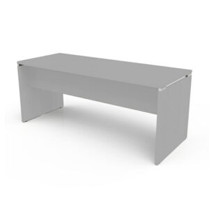 Escritorio de oficina blanco, diseño minimalista y resistente para espacios laborales.